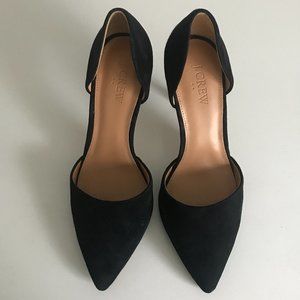 J. Crew Black Suede D'Orsay Pumps